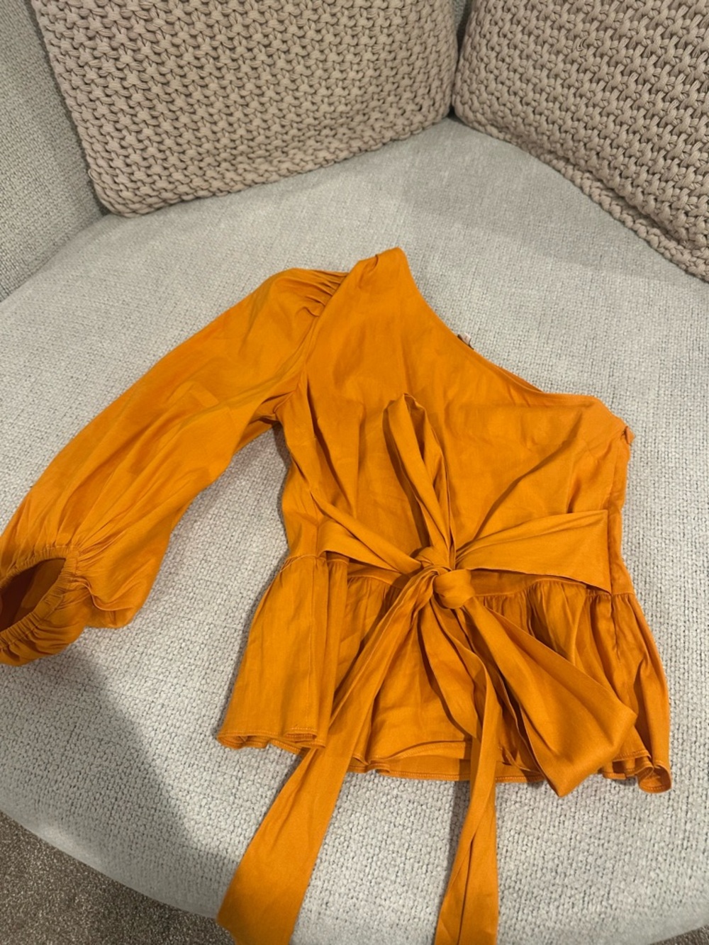 Ted Baker One-Shoulder Orange Tie-Waist Women’s Top
